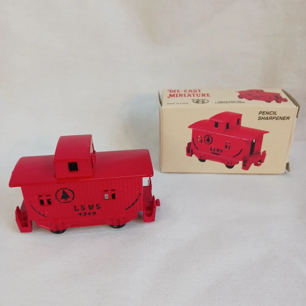 Red Train Caboose Die Cast Pencil Sharpener Miniature New